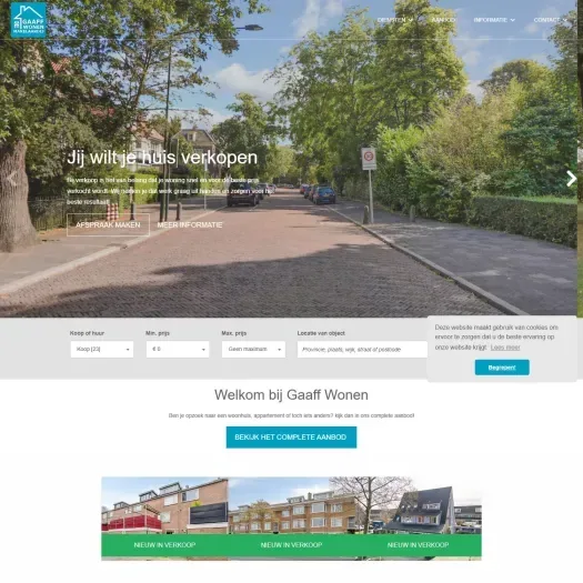 Screenshot van de website van www.gaaffwonen.nl