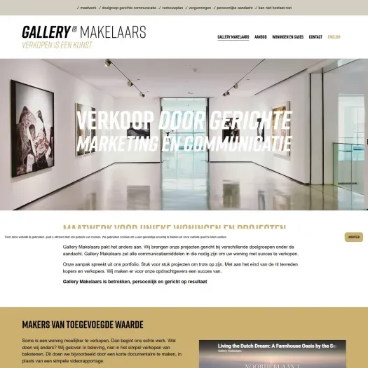 Screenshot of the website of gallerymakelaars.nl