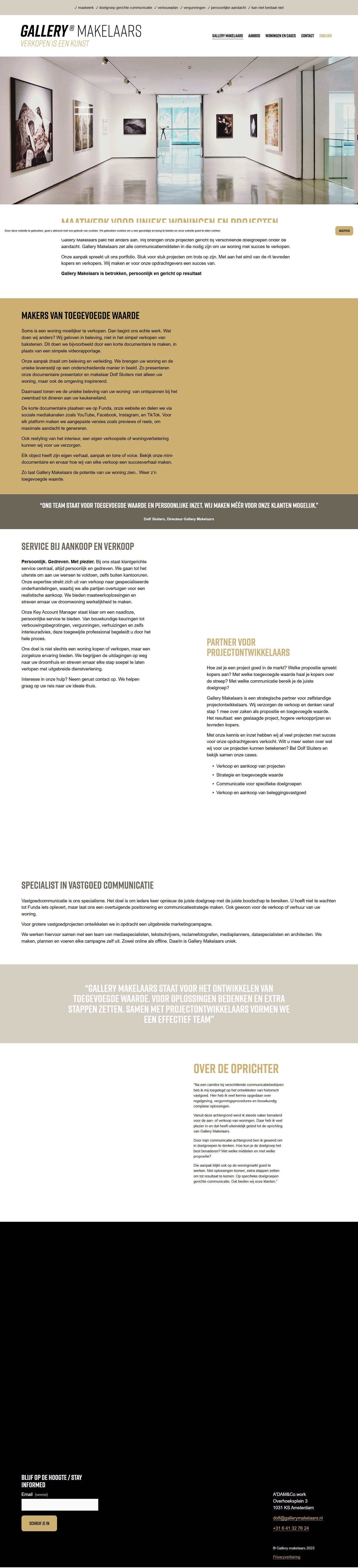 Capture d'écran du site web de gallerymakelaars.nl