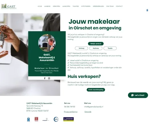Screenshot van de website van www.gastmakelaardij.nl