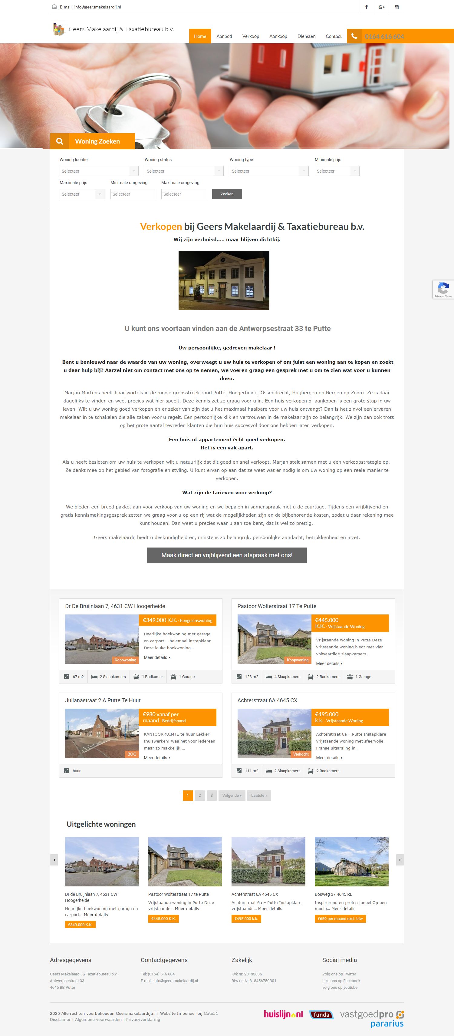 Screenshot der Website von www.geersmakelaardij.nl