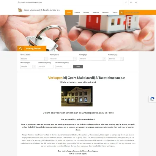 Screenshot van de website van www.geersmakelaardij.nl