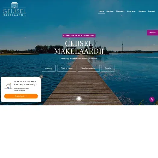 Screenshot van de website van www.geijselmakelaardij.nl