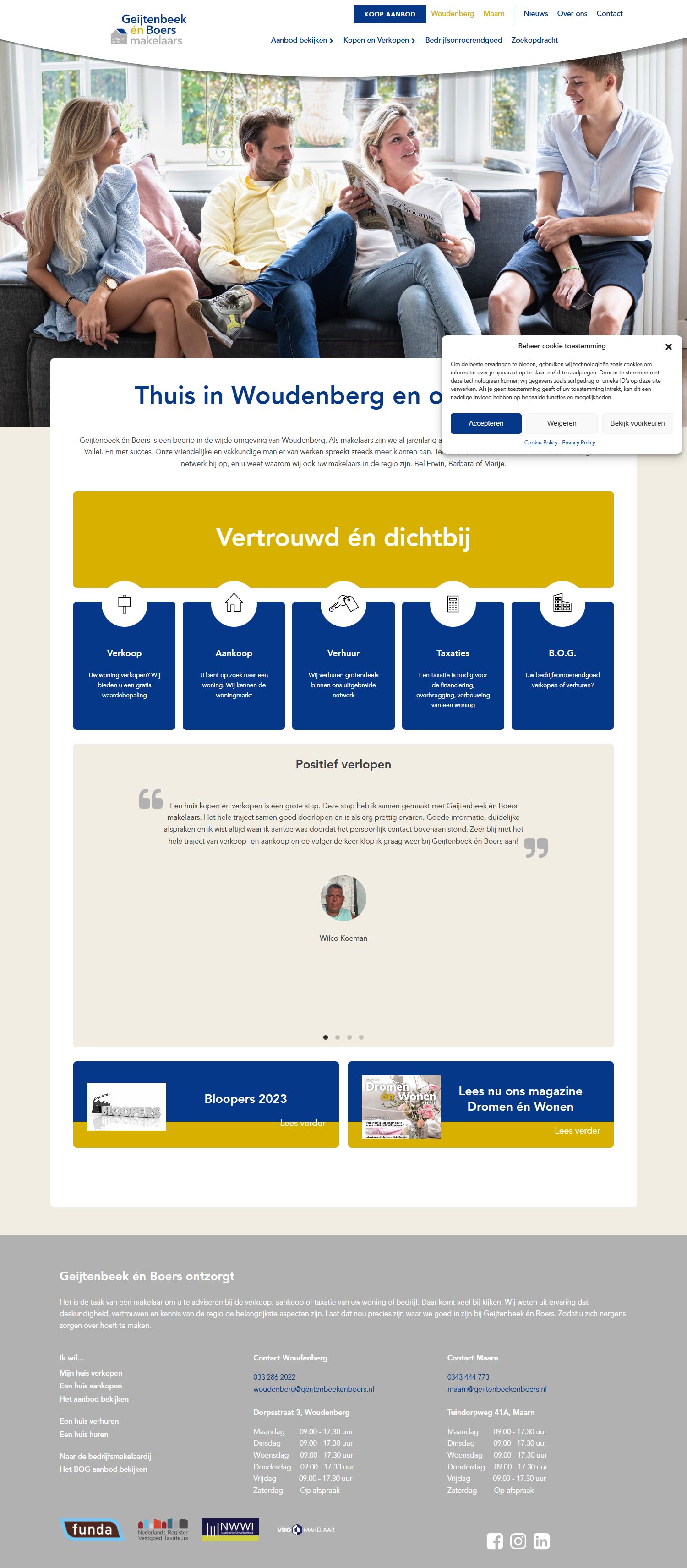 Screenshot of the website of www.geijtenbeekenboers.nl