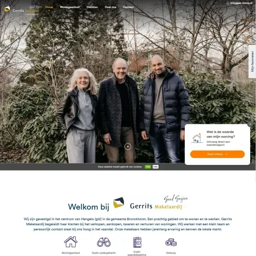 Screenshot van de website van www.gerritsmakelaardij.nl