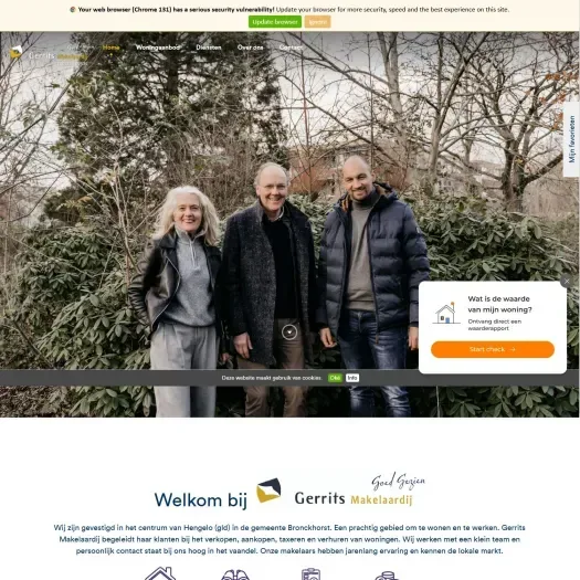 Screenshot van de website van www.gerritsmakelaardij.nl