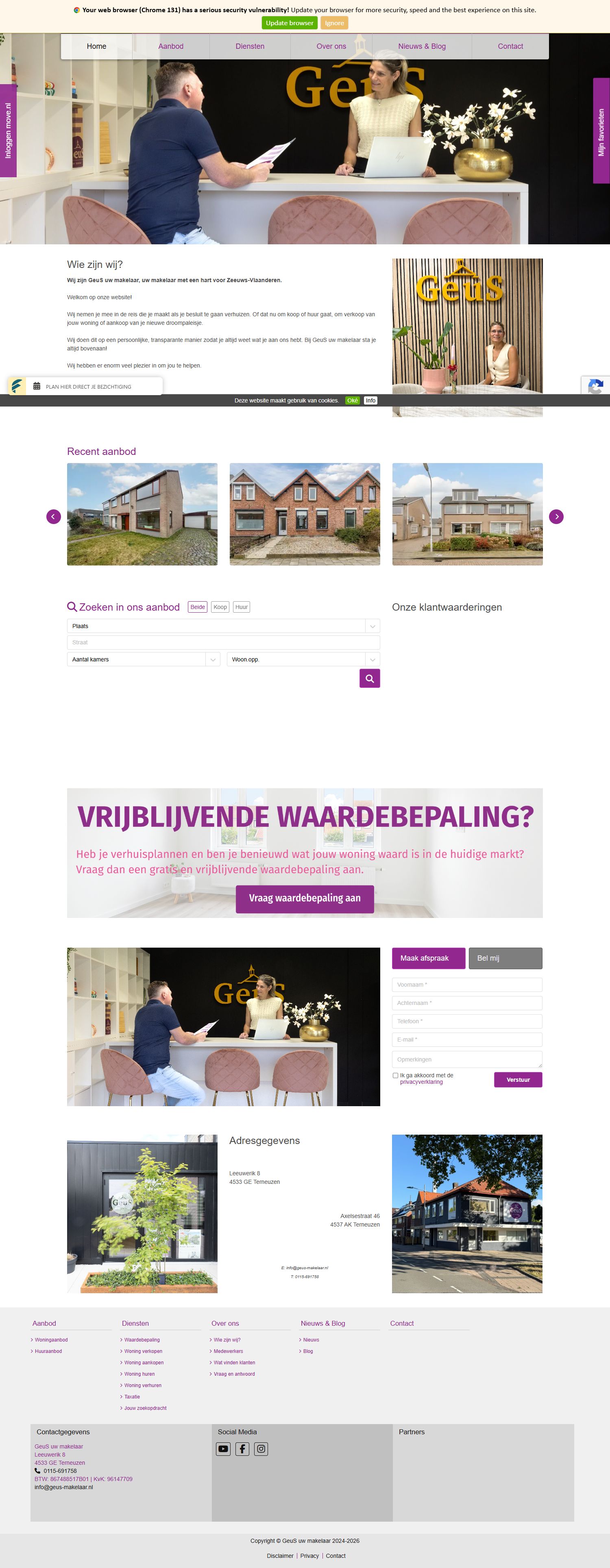 Screenshot der Website von www.geus-makelaar.nl