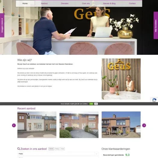 Screenshot of the website of www.geus-makelaar.nl