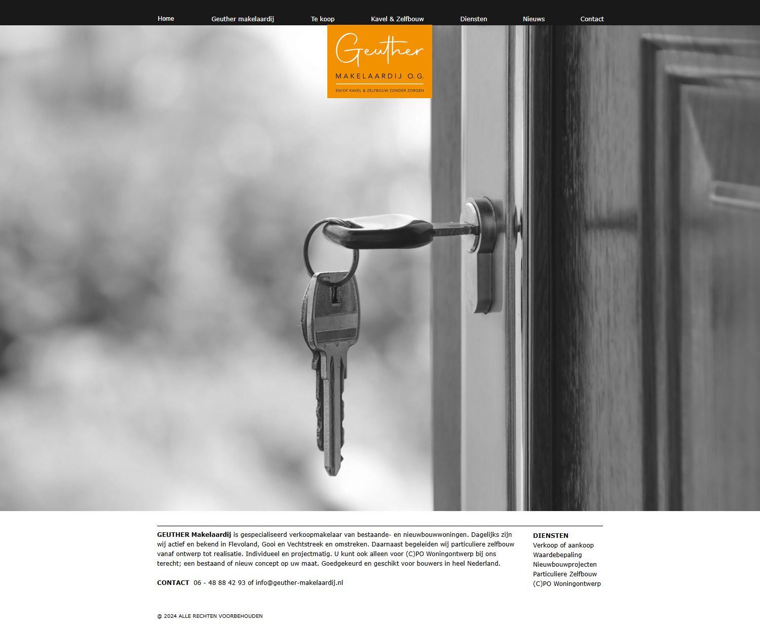 Screenshot of the website of www.geuther-makelaardij.nl