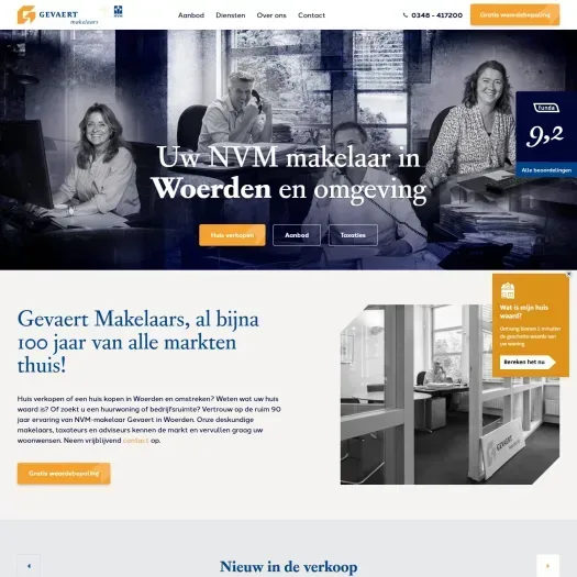 Screenshot van de website van www.gevaertnvmmakelaars.nl