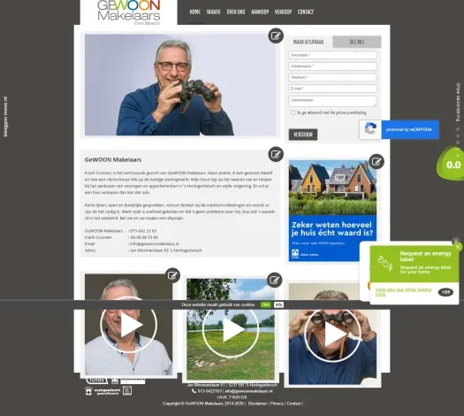 Screenshot van de website van www.gewoonmakelaars.nl