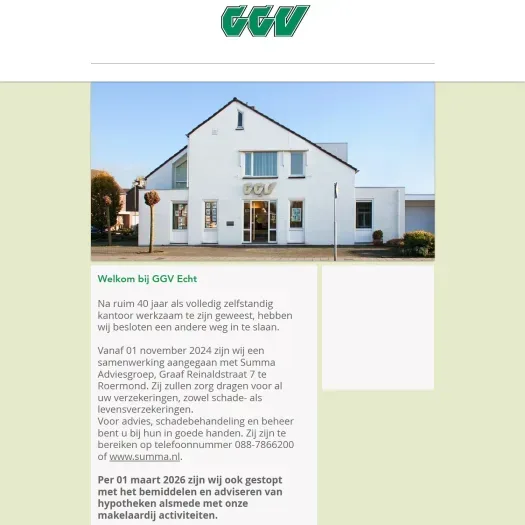 Screenshot of the website of www.ggv-echt.nl