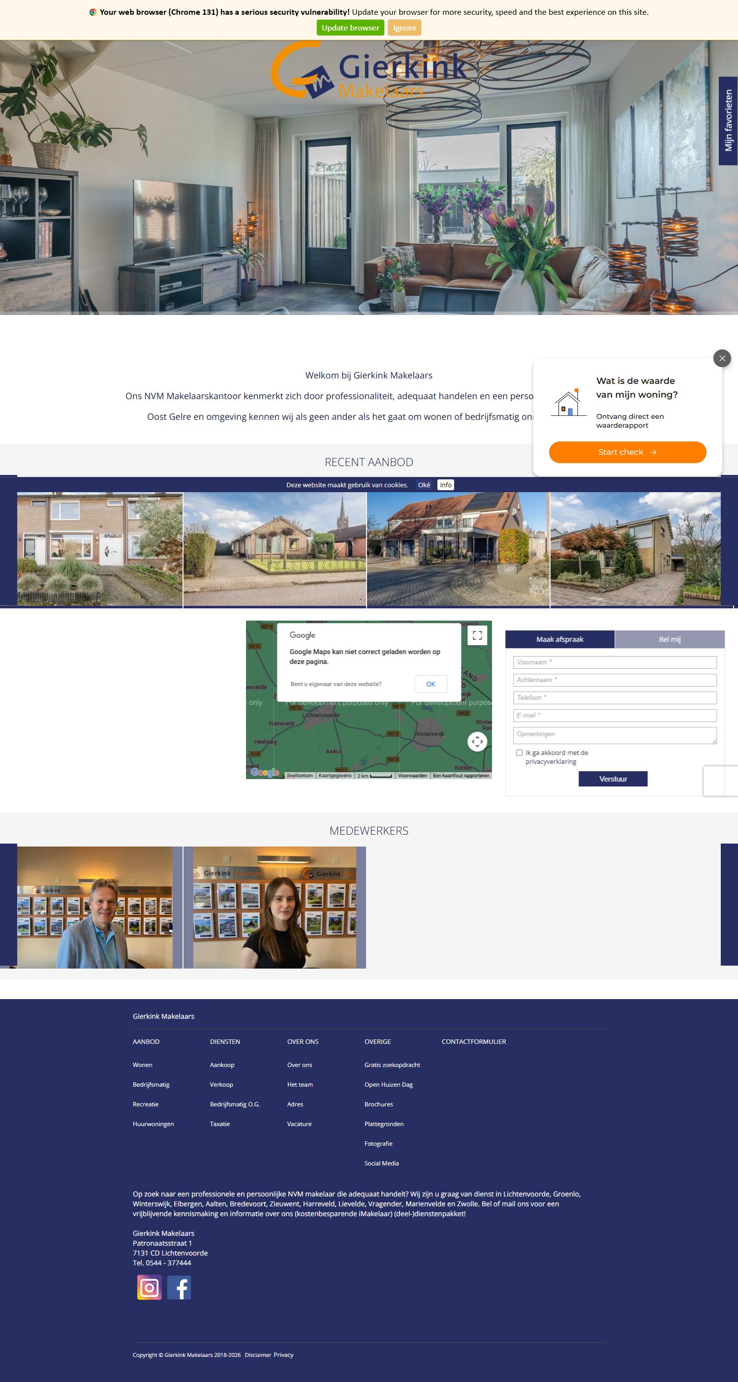 Screenshot of the website of www.gierkink.nl