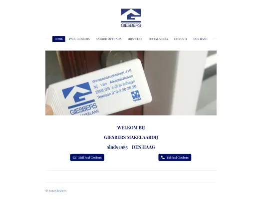 Screenshot van de website van www.giesbers.nl