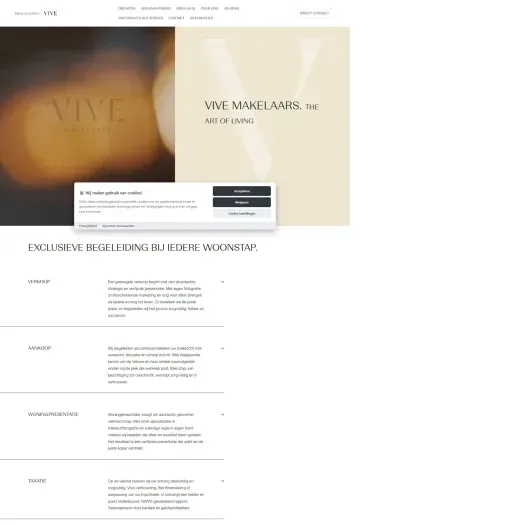 Screenshot van de website van www.vivemakelaars.nl