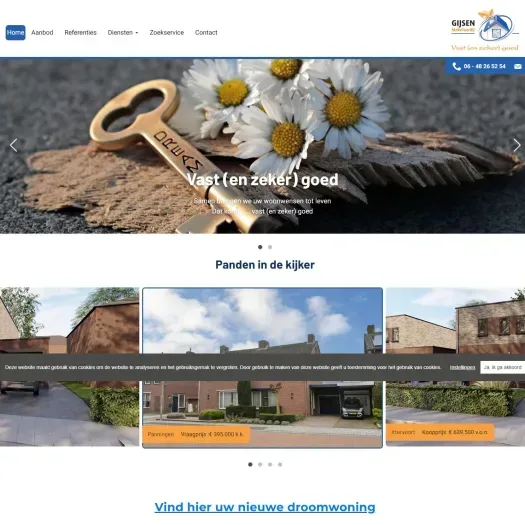 Screenshot van de website van www.gijsenmakelaardij.nl