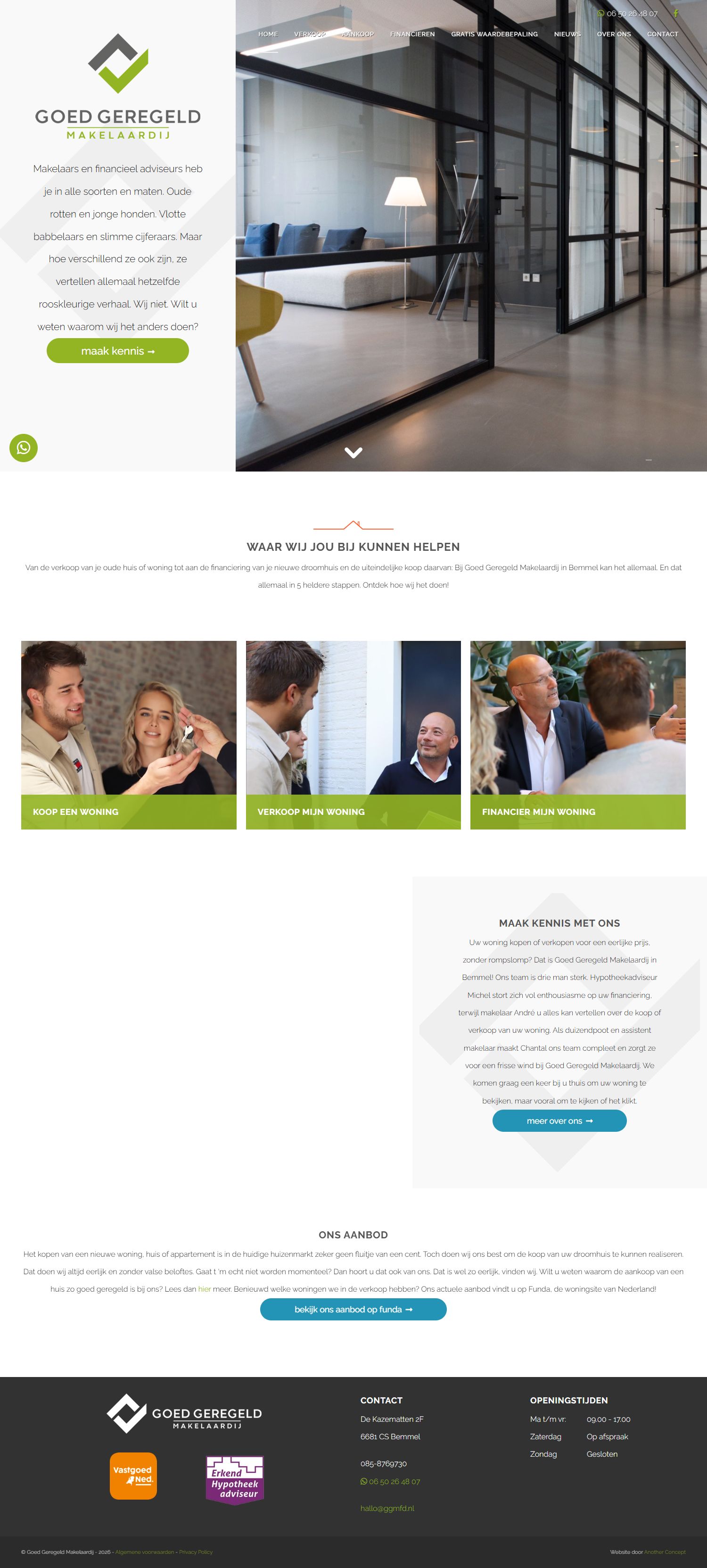 Screenshot der Website von www.goedgeregeldmakelaardij.nl