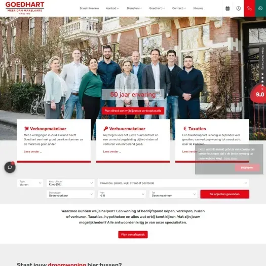 Screenshot van de website van www.goedhartvastgoed.nl