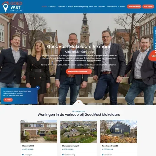 Screenshot van de website van www.goedvastmakelaars.nl