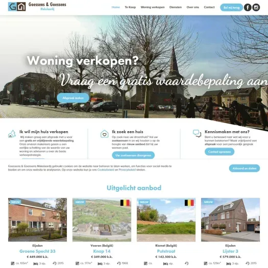 Screenshot of the website of www.goessens-makelaardij.nl