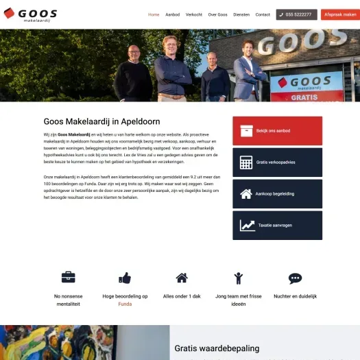 Screenshot van de website van www.goos.nl