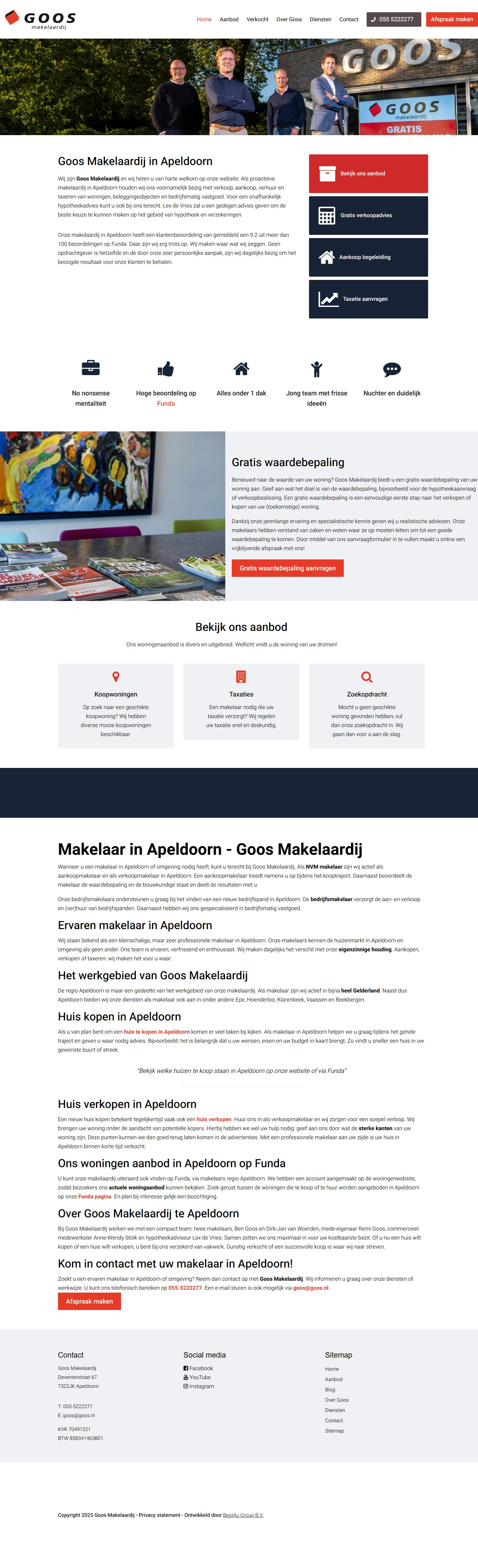 Screenshot van de website van www.goos.nl