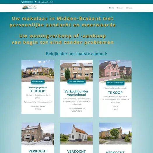 Screenshot van de website van www.goudmakelaardij.nl
