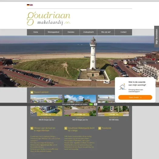 Screenshot van de website van goudriaanmakelaardij.nl