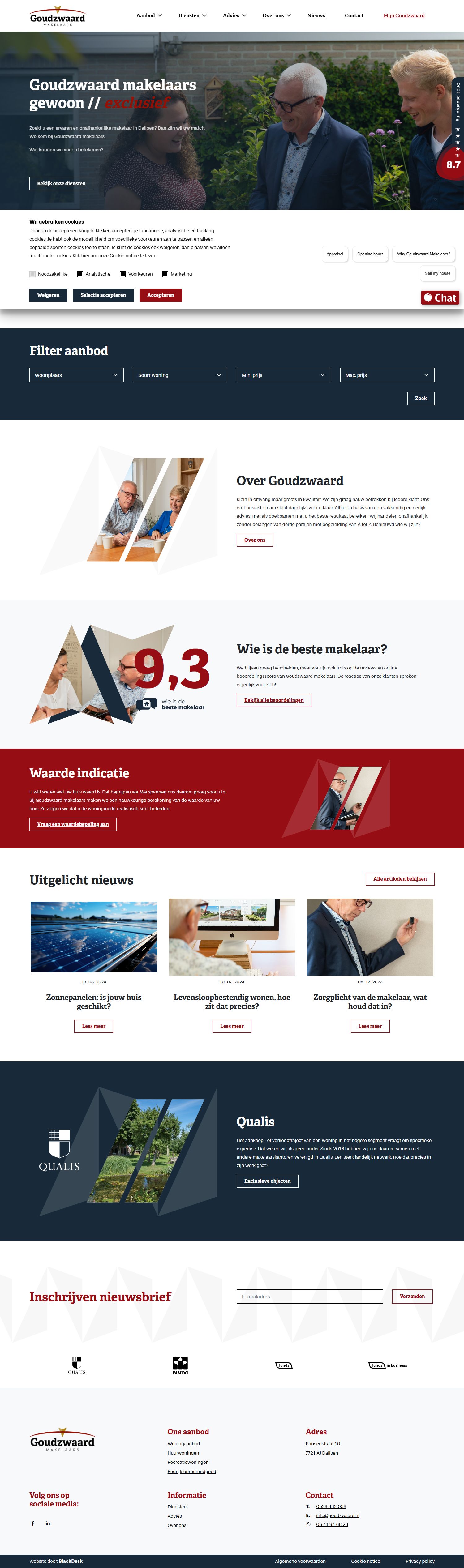 Screenshot der Website von www.goudzwaard.nl