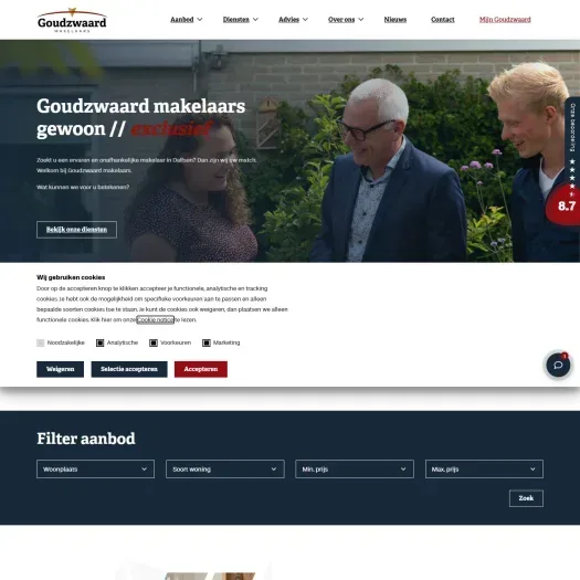 Capture d'écran du site web de www.goudzwaard.nl