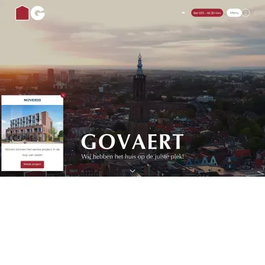 Screenshot van de website van www.govaert.nl