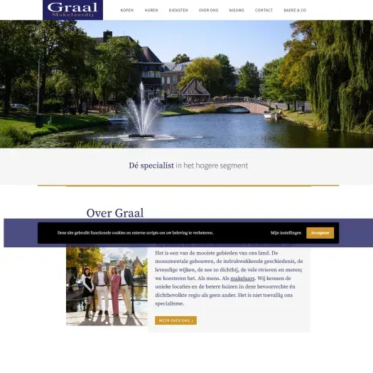 Screenshot of the website of www.graalmakelaardij.nl