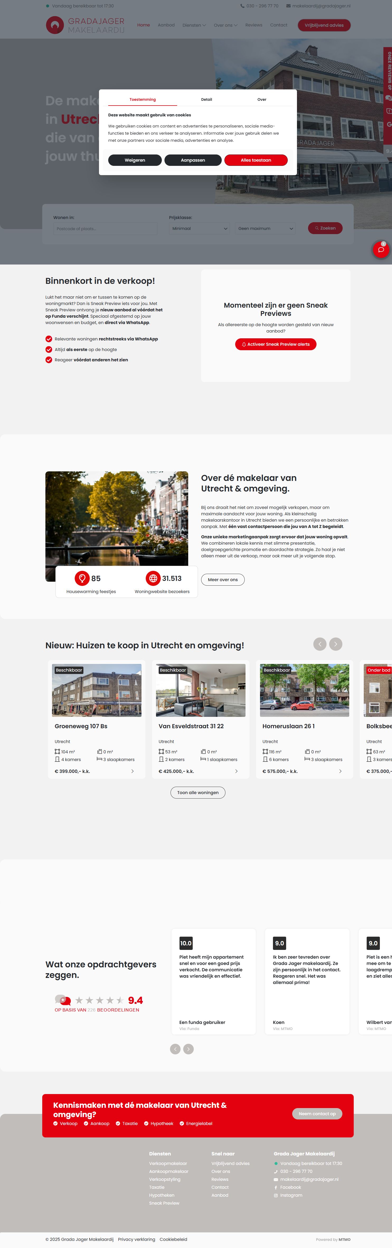 Screenshot der Website von www.gradajager.nl
