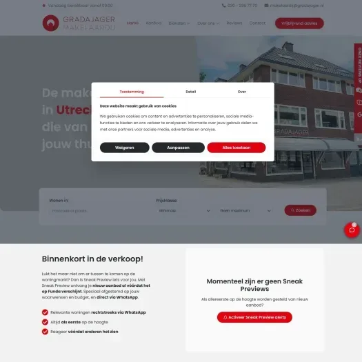 Screenshot of the website of www.gradajager.nl