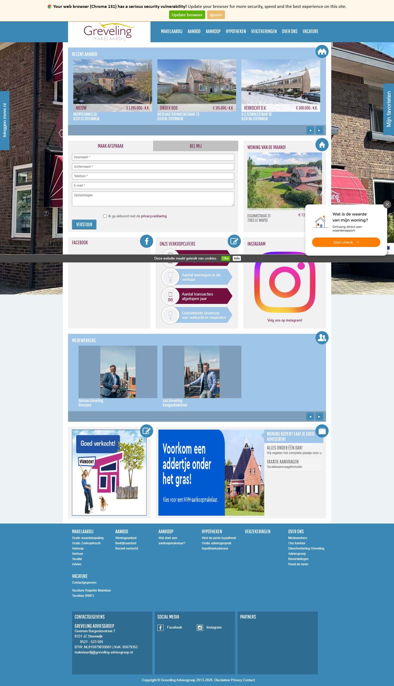 Screenshot der Website von www.greveling-adviesgroep.nl