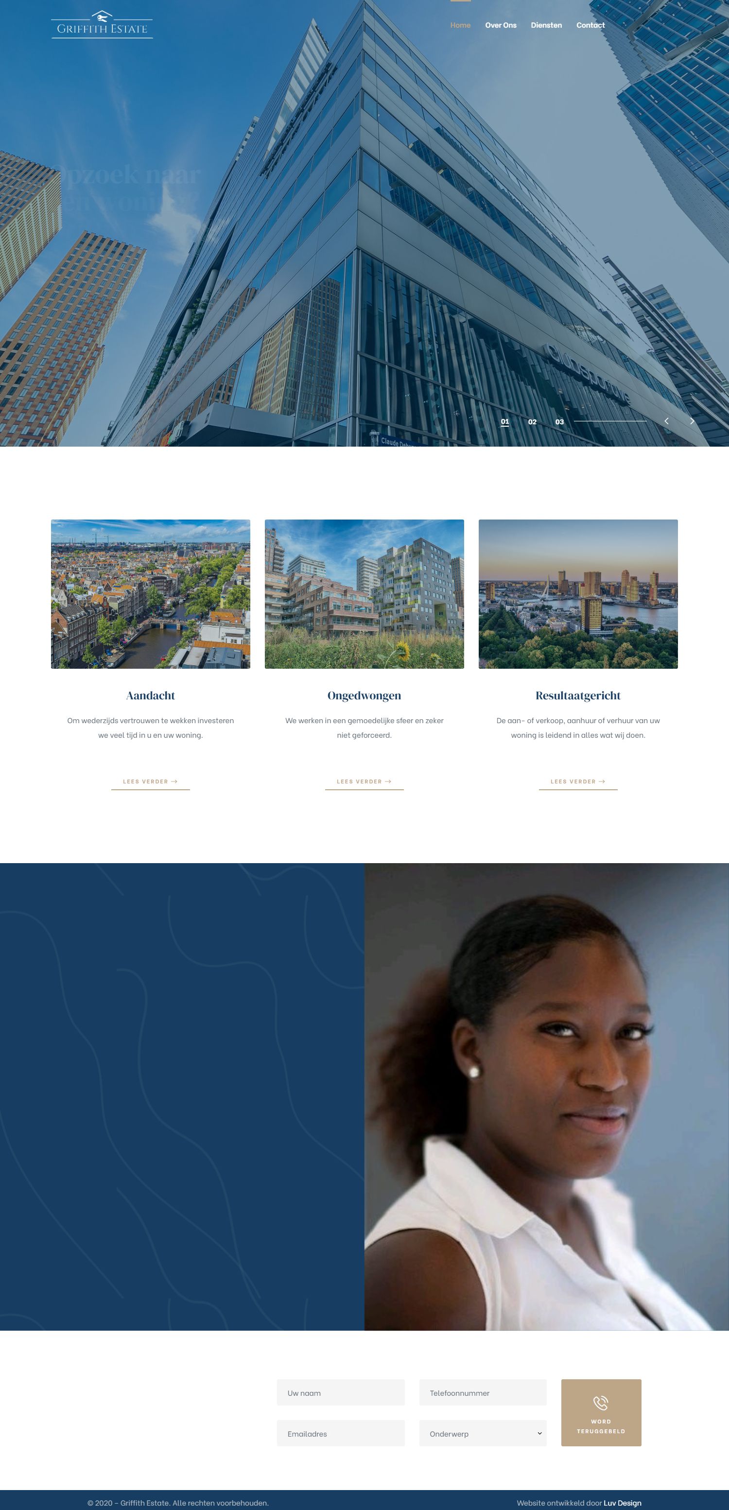 Screenshot of the website of www.griffithestate.com