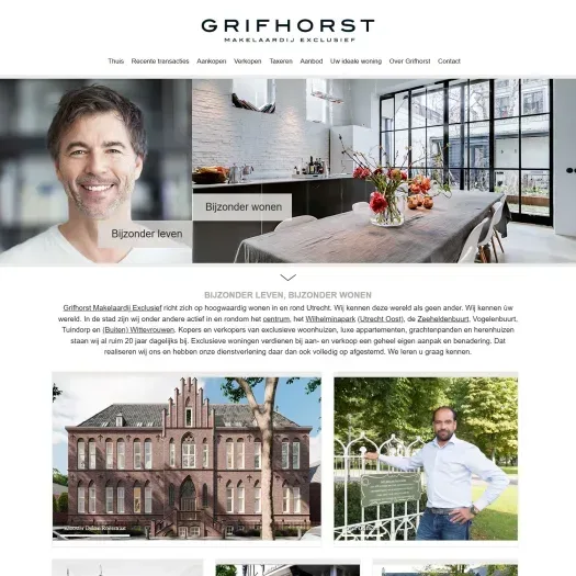 Screenshot van de website van www.grifhorst.nl