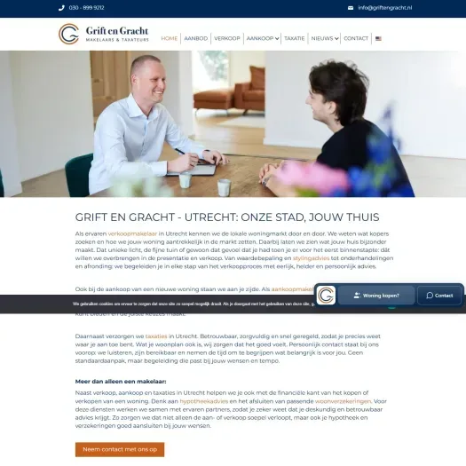 Screenshot van de website van www.griftengracht.nl