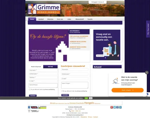 Screenshot der Website von www.grimmemakelaardij.nl