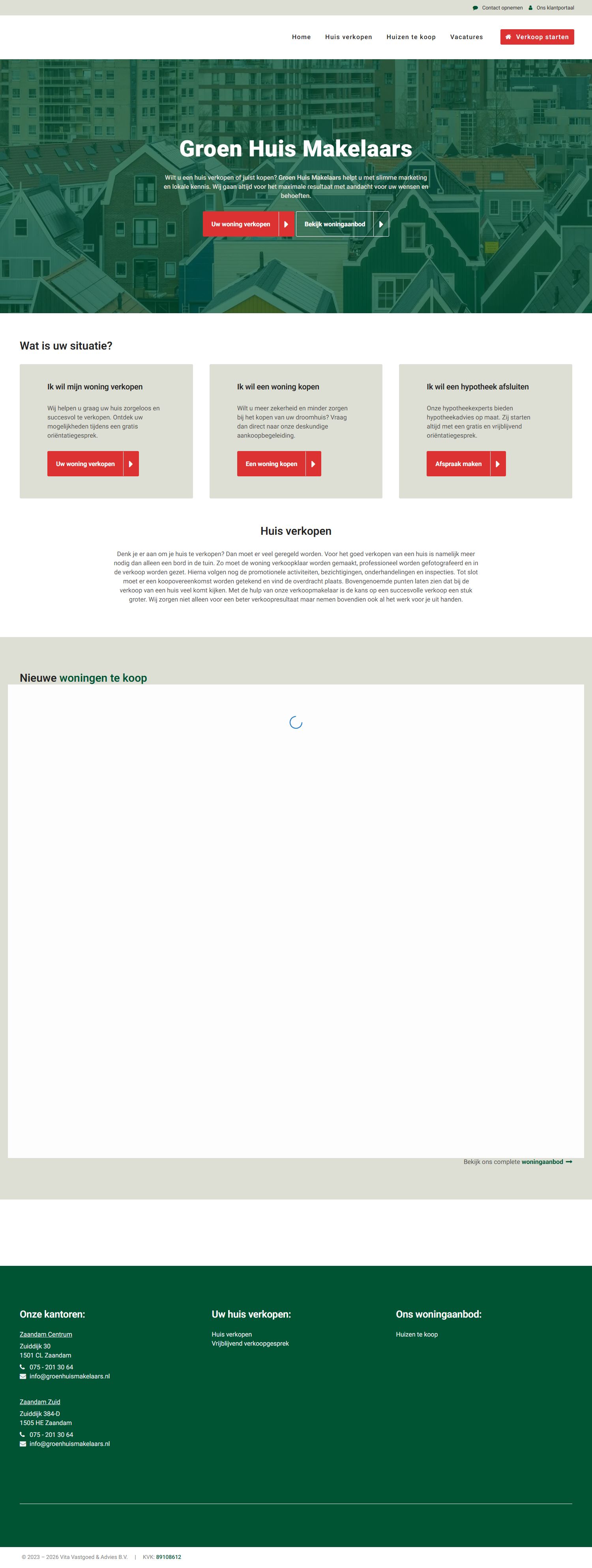 Capture d'écran du site web de www.groenhuismakelaars.nl