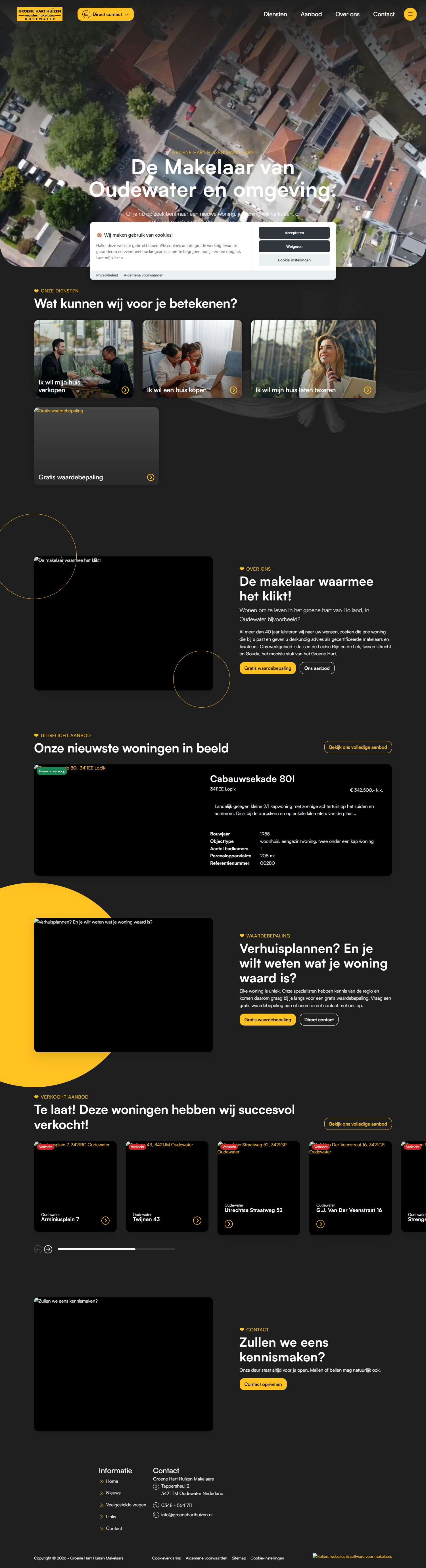 Screenshot der Website von www.groeneharthuizen.nl