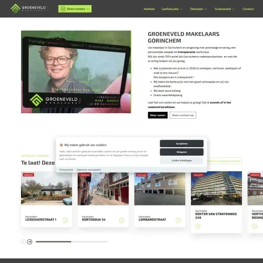 Screenshot of the website of www.groeneveldmakelaars.nl