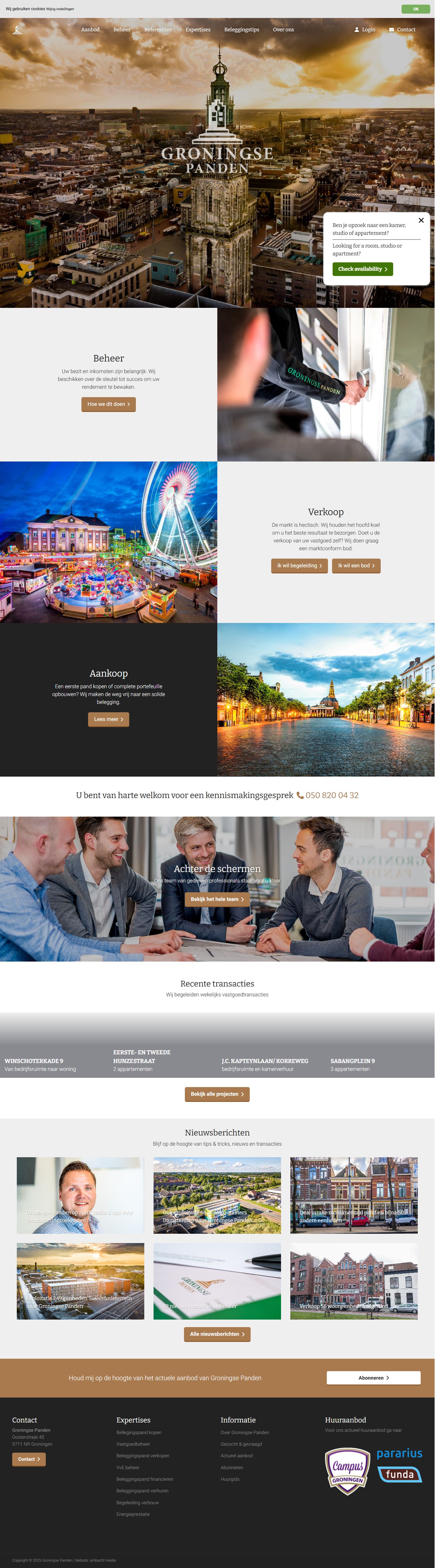 Screenshot van de website van www.groningsepanden.nl