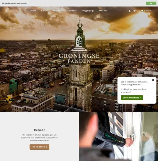 Screenshot of the website of www.groningsepanden.nl