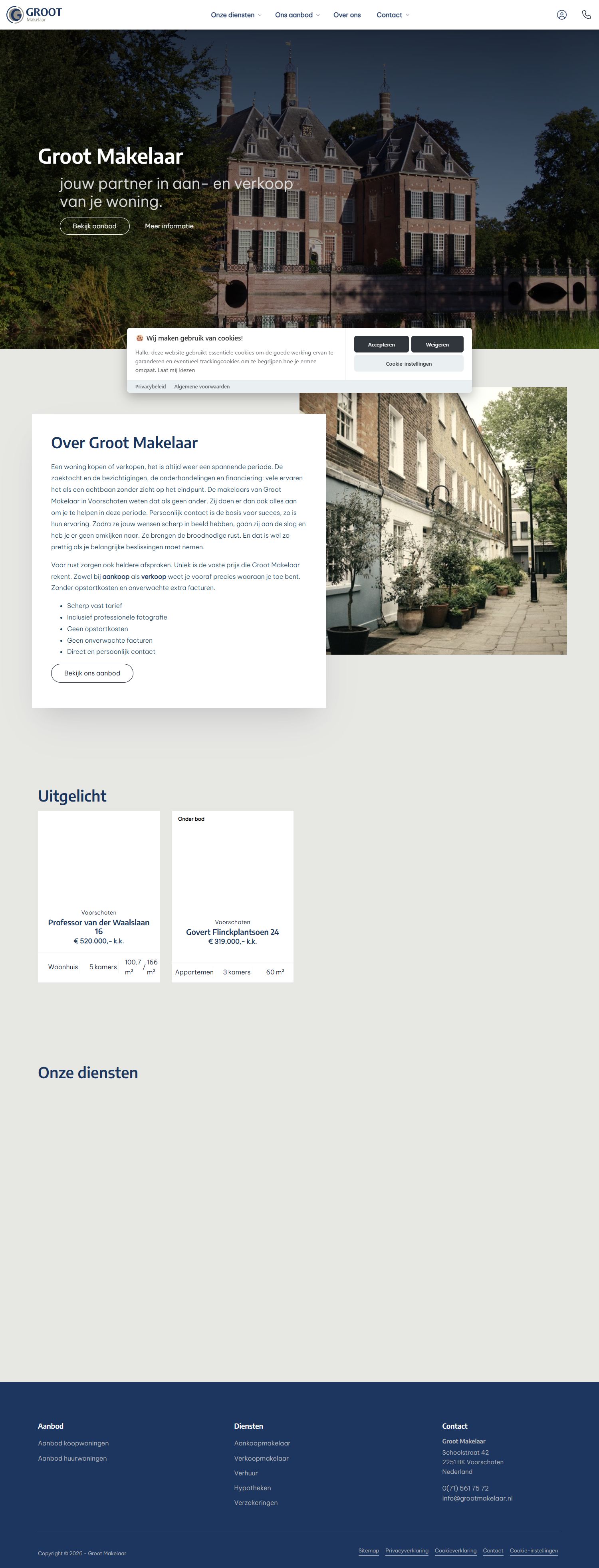 Screenshot van de website van www.grootmakelaar.nl