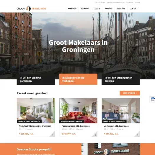 Screenshot van de website van www.grootmakelaars.nl