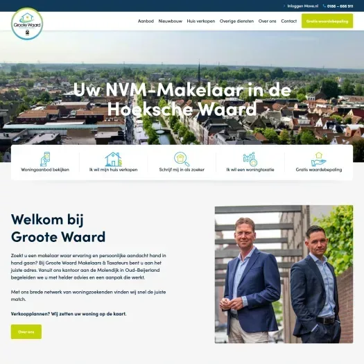 Screenshot van de website van www.grootewaard.nl