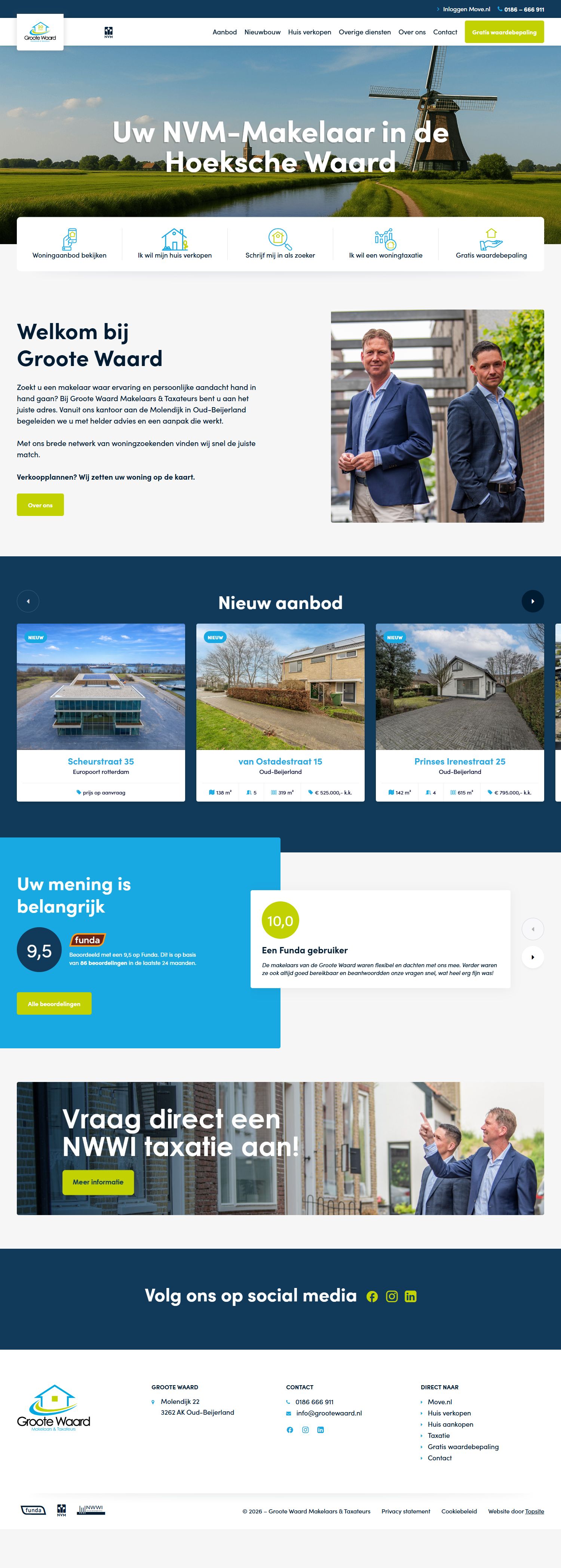 Screenshot der Website von www.grootewaard.nl