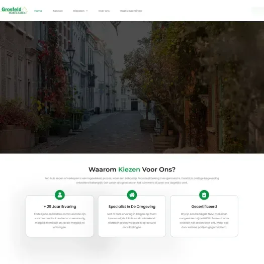 Screenshot of the website of www.grosfeldmakelaardij.nl