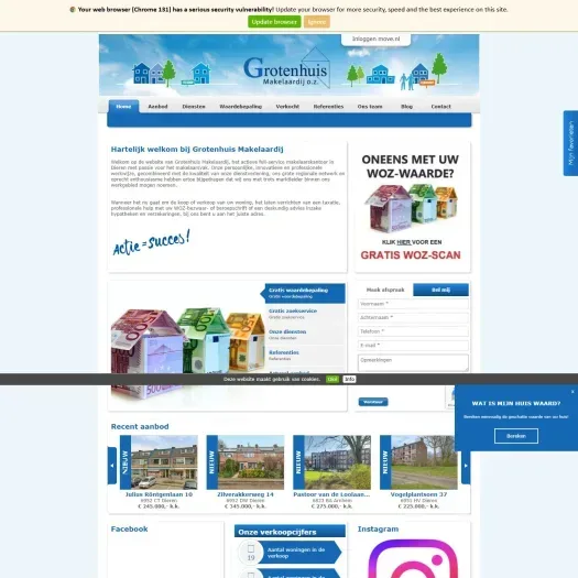 Screenshot van de website van www.grotenhuismakelaardij.nl